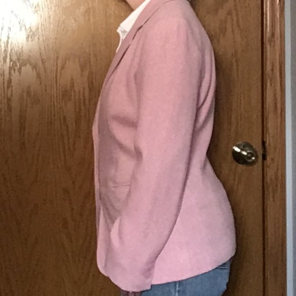 Chadwick's - Pink & White Herringbone Wool Blend Blazer - Picture 3 of 15
